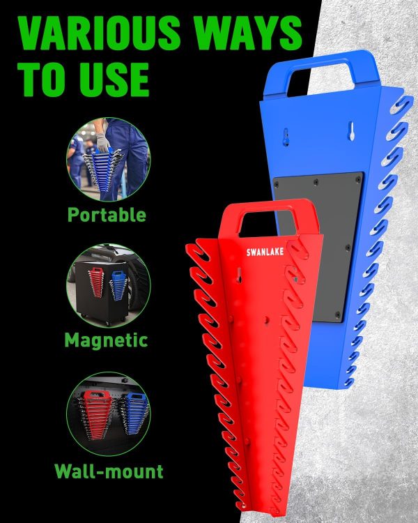 SWANLAKE Magnetic Wrench Organizer Plastic Tool Holder-4