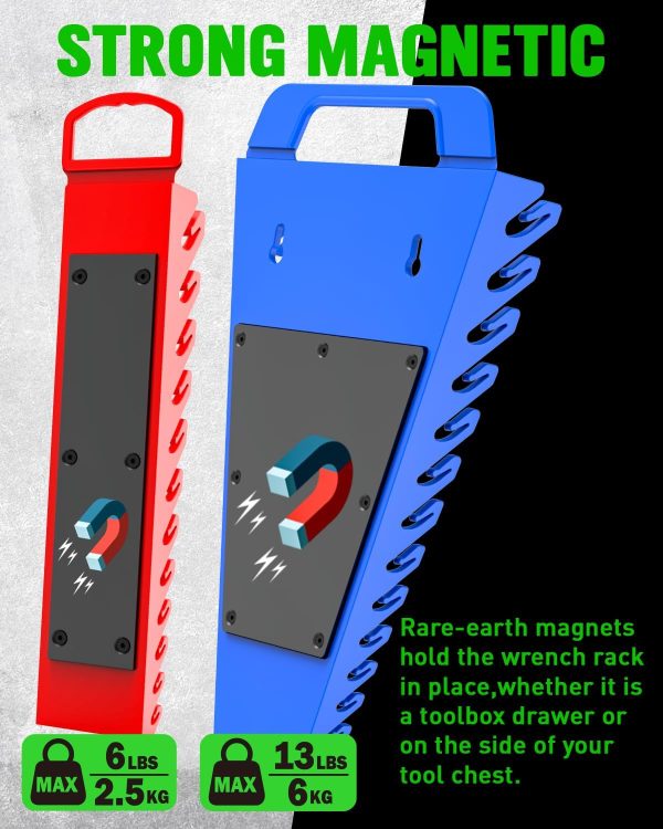 SWANLAKE Magnetic Wrench Organizer Plastic Tool Holder-3