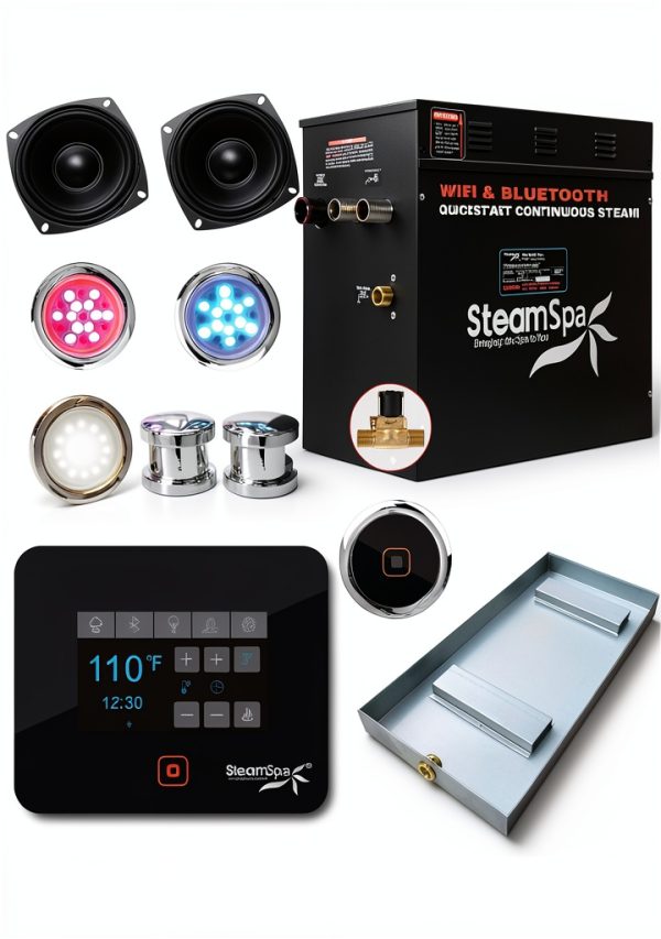 SteamSpa 12kW Steam Generator Chrome Steel with Speakers LED Light-0