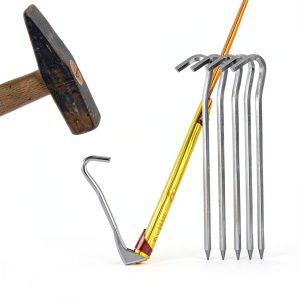 Ground Metal Camping Hexagonal Hook OP 5pcs 18cm Windproof Tent Spike-0