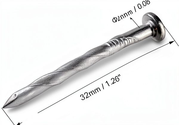 Spiral Deck Nails Stainless Steel 32mm x 2mm by uxcell - 150 pcs-1