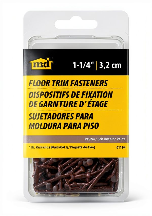 M-D Building Products 91194 1-1/4 In. Pewter Floor Metal Screw Nails (1Lb) (10 Packs)-2