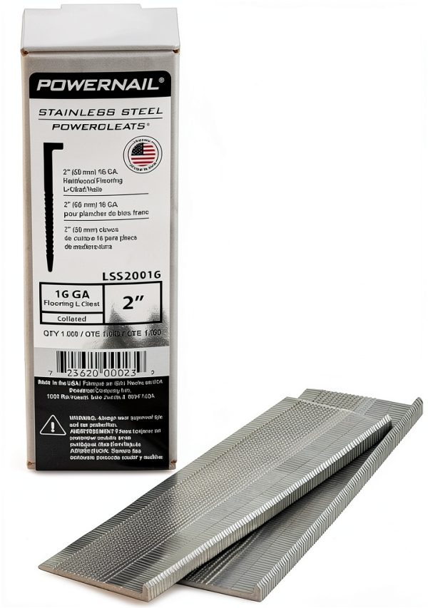 Powernail LSS20016 16 Gauge 2 Inch Length Stainless Steel L-Cleat Flooring Nails (Box of 1000)-0