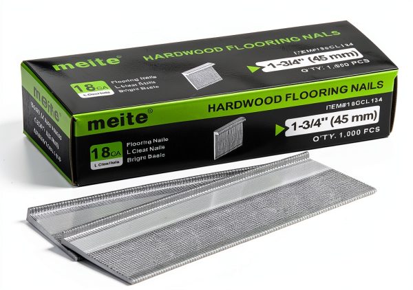 meite 18 Gauge Flooring Nails, 1-3/4 Inch 18GA L-Cleat Nails Hardwood Flooring Nails for Hardwood Installation, Compatible with 18GA Flooring Nailers (1000 Counts)-0