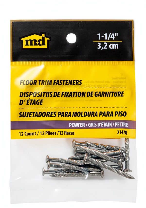 M-D Building Products 21478 1-1/4 in. Pewter Floor Metal Screw Nails (12Ct)-2